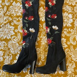 Sam Edelman Floral Embroidered Boot Womens Size 6 Festival/Concert OTK
